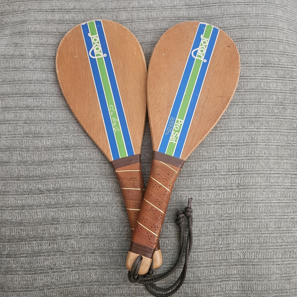 70s Jokari Wooden Racquetbal Racket Set Vintage